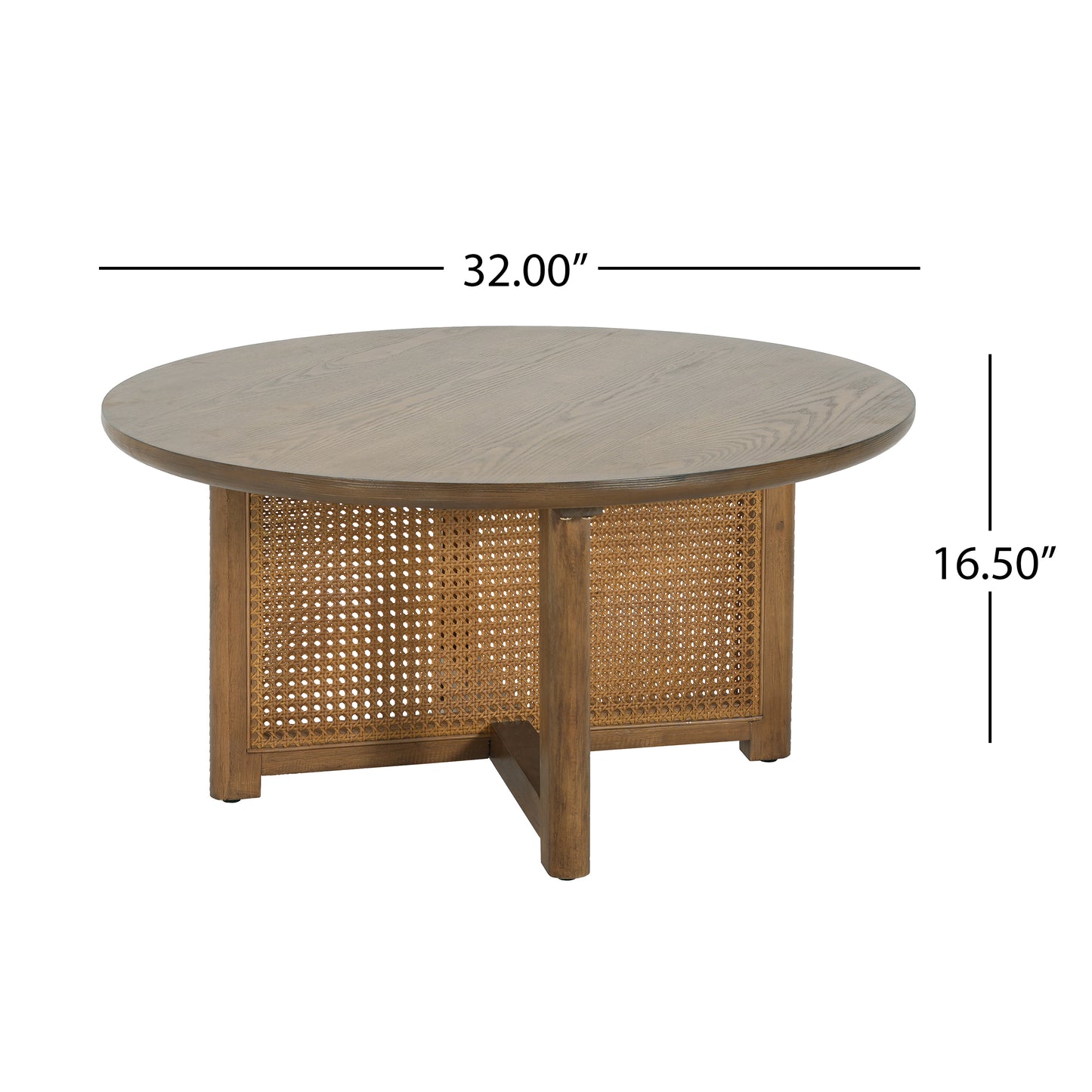 32 Rattan Coffee Table, Round Woven Wood Table