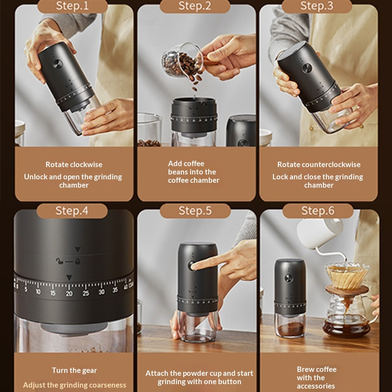 Black Coffee Grinder with Precise Grinding & Aromatic Flavor Locking