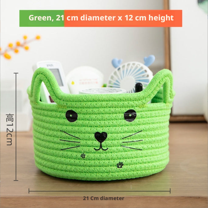 Light Green Cat Storage Basket - Pet Organization & Toy Organizer