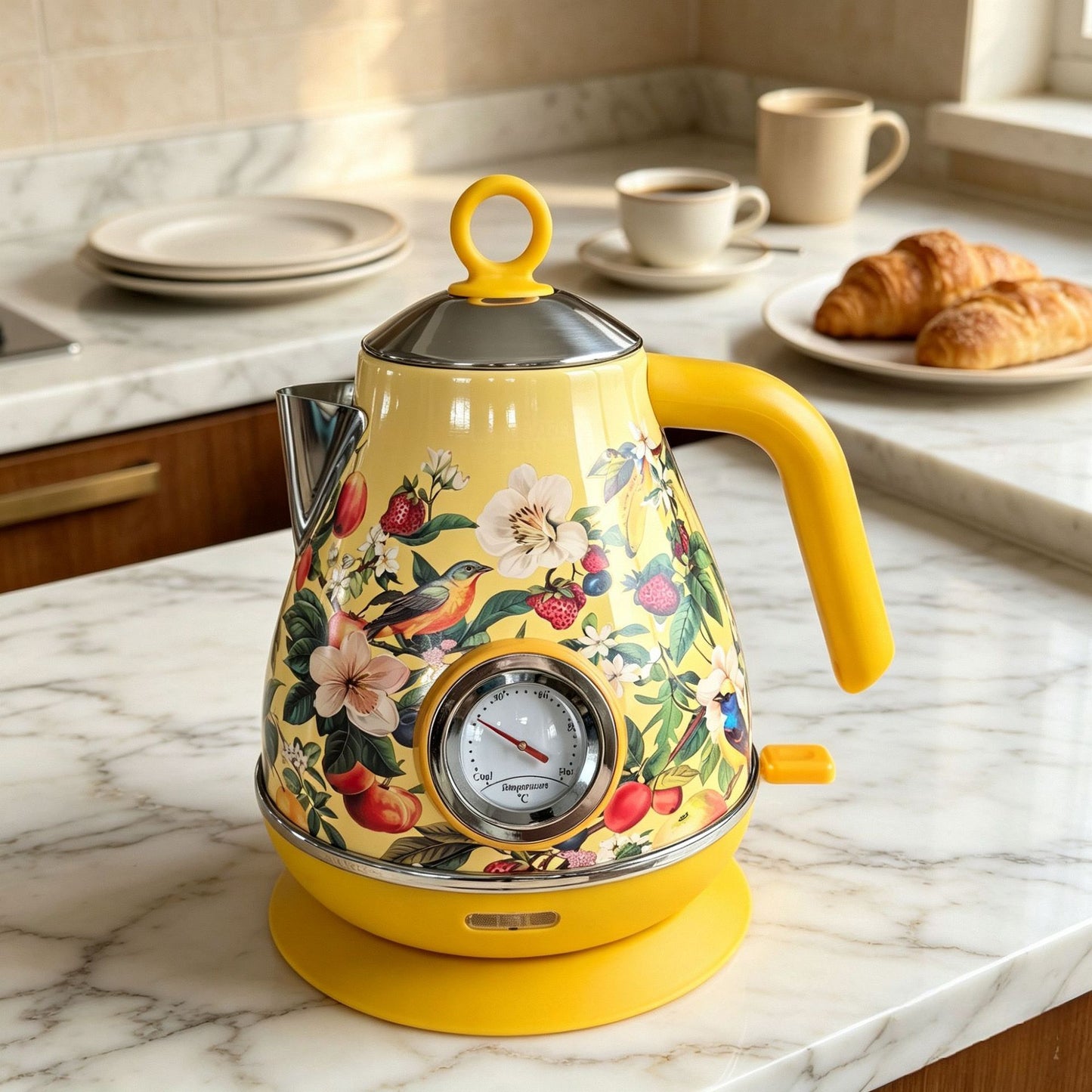 Electric Water Kettle with Temperature Display 1.7L EU Plug Orange