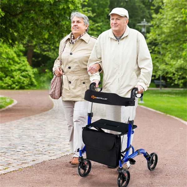 2-in-1 Rollator Walker & Wheelchair - 330 Lbs Capacity, Blue