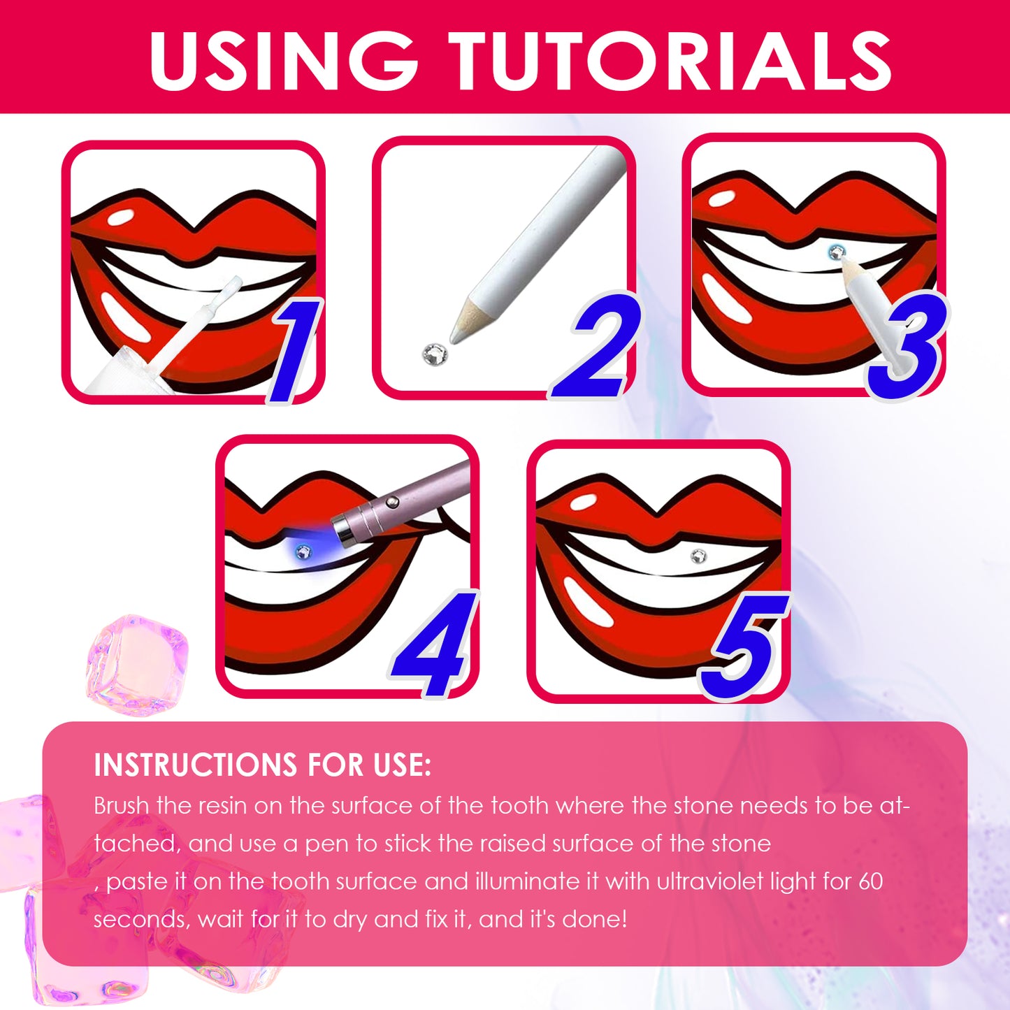 Professional DIY Tooth Gem Kit with Resin Glue and Dental Crystals