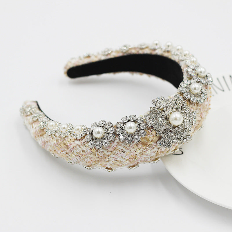 Rhinestone Wide Hair Band - U-Shape Headband