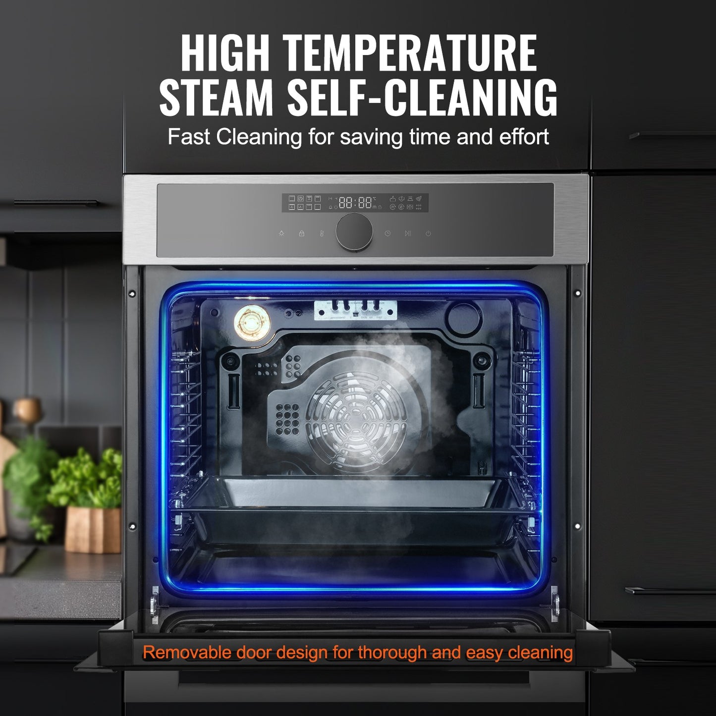 24-Inch Electric Built-in Wall Oven with 16 Functions - Black