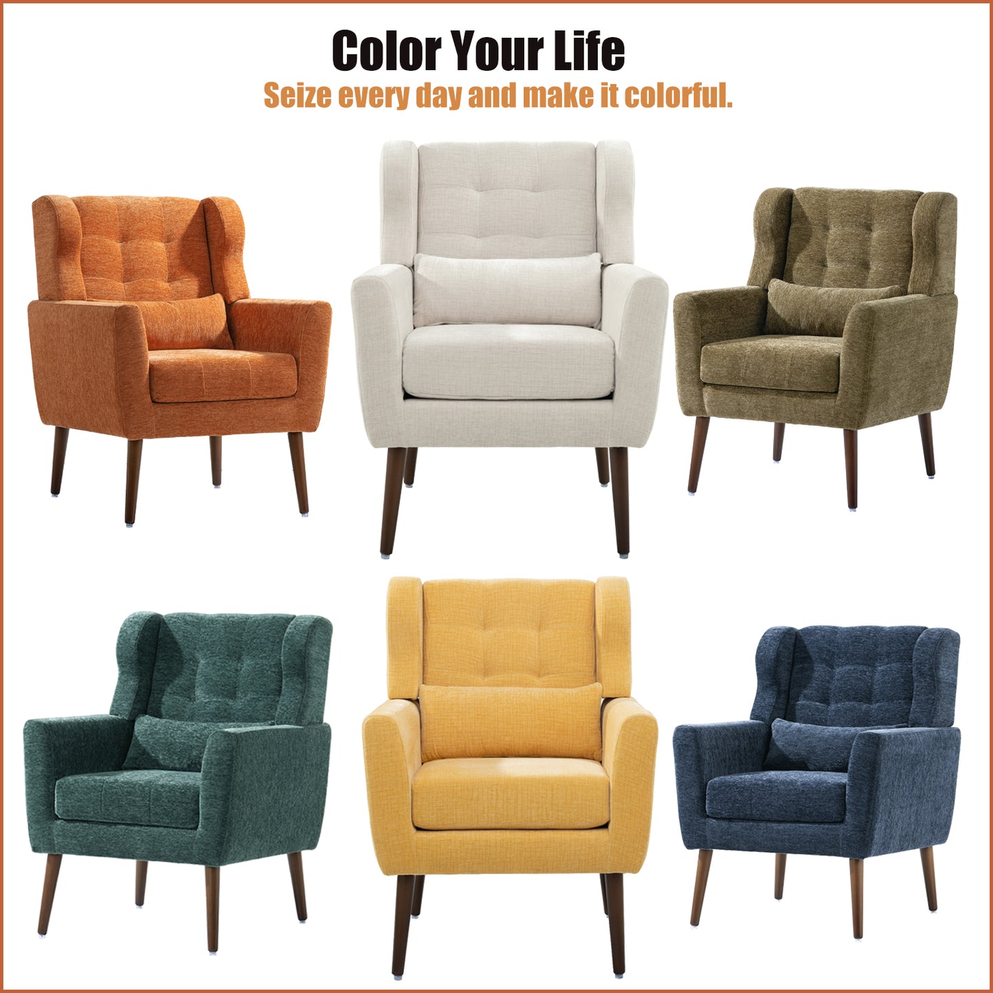 Modern Beige Accent Chair - Upholstered Foam Filled Living Room Seating