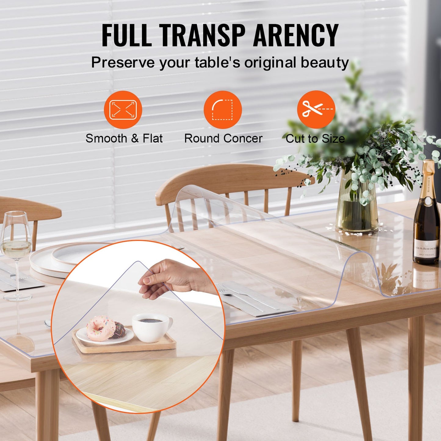 Clear PVC Table Protector 42x72 Inch - 2.0mm Thick