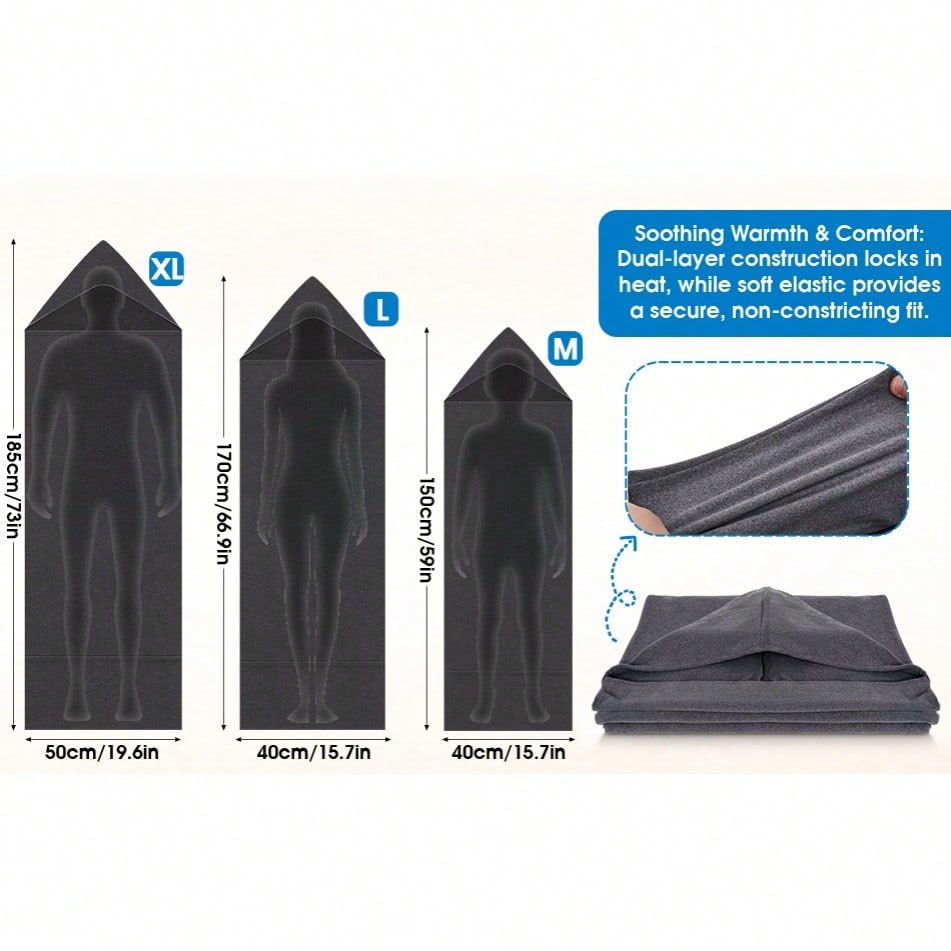 Wearable Hooded Sleep Pod Blanket - 2-in-1 Full Body Sleeping Bag - Grey XL