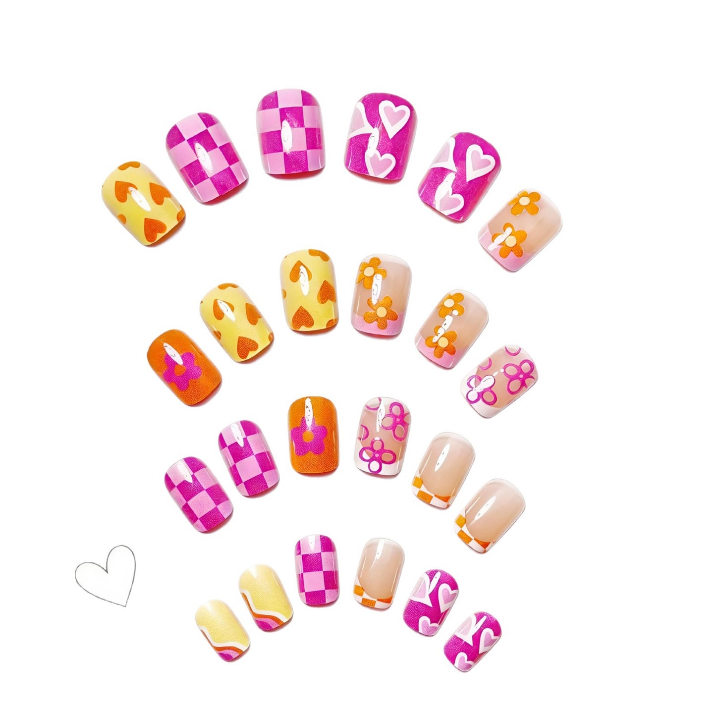 Colorful Summer Flower Press-On Nails - Cute Nail Art Set