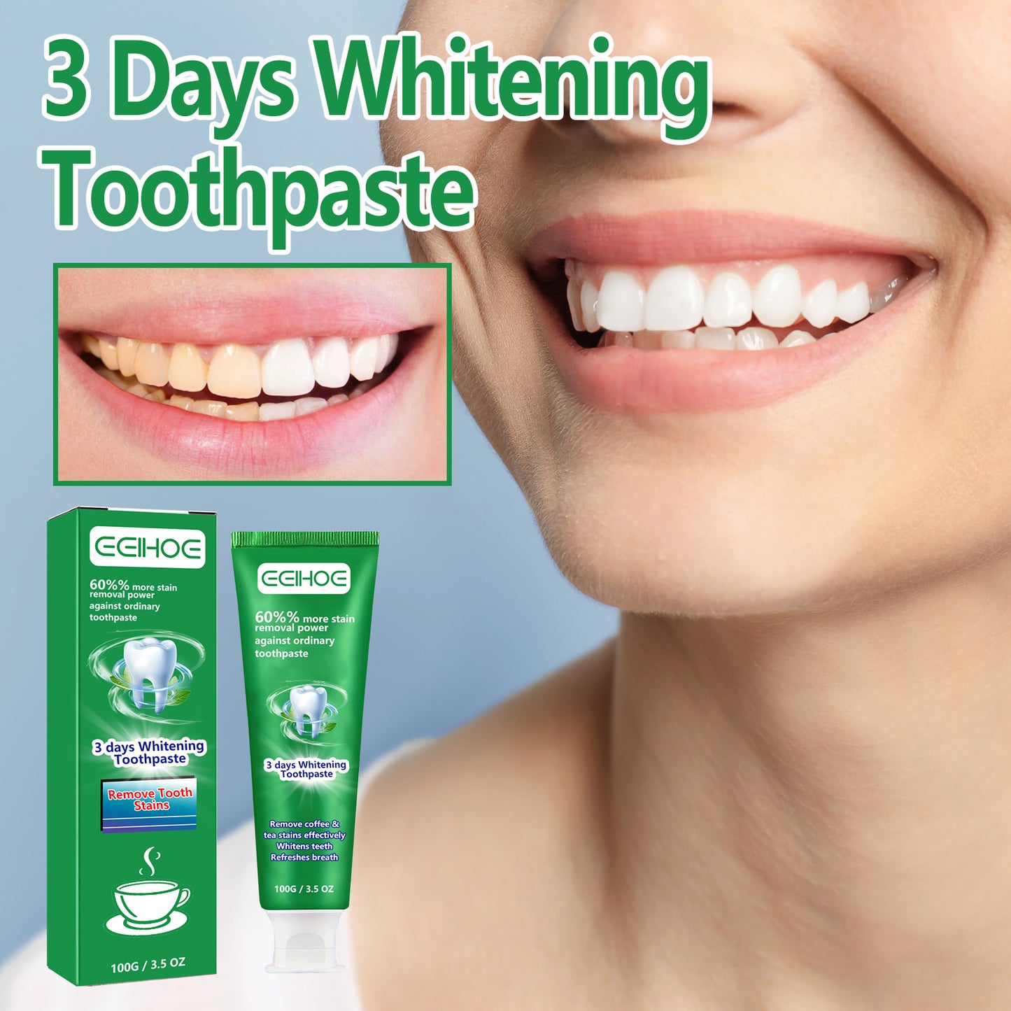 Whitening Toothpaste for Stain Removal and Gum Health - 100g