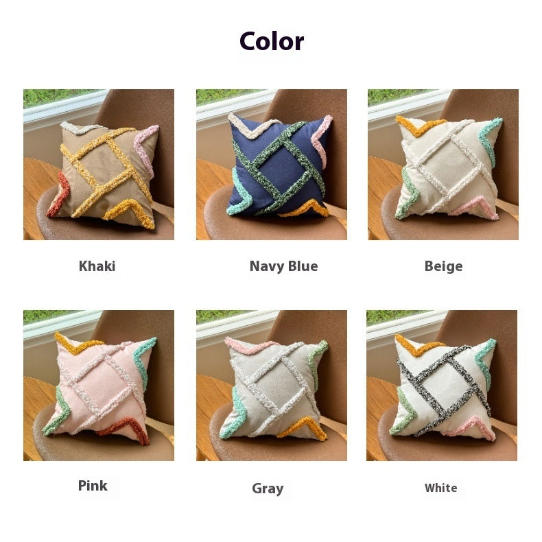 Bohemian Striped Tufted Pillow Cover 45x45cm - Light Luxury Home Decor