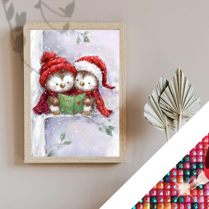 Christmas Owl Diamond Painting Kit 40x50cm Full Drill Home Decor