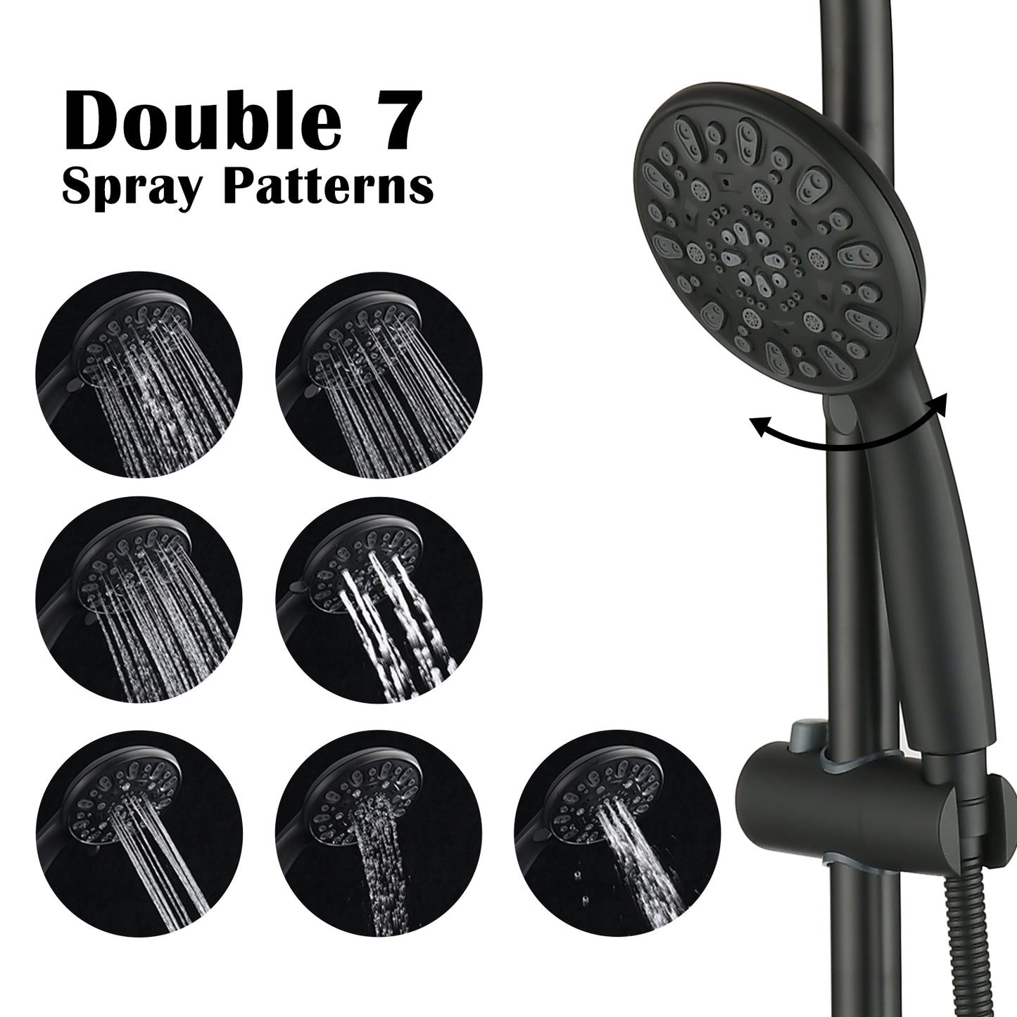 Dual Shower System with Handheld 7-Spray - Matte Black