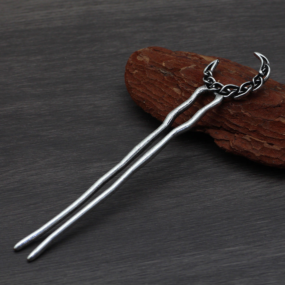 Simple Moon Hairpin - Geometric Alloy