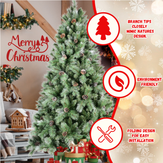 7ft Artificial Green Christmas Tree with 1348 PVC Branch Tips