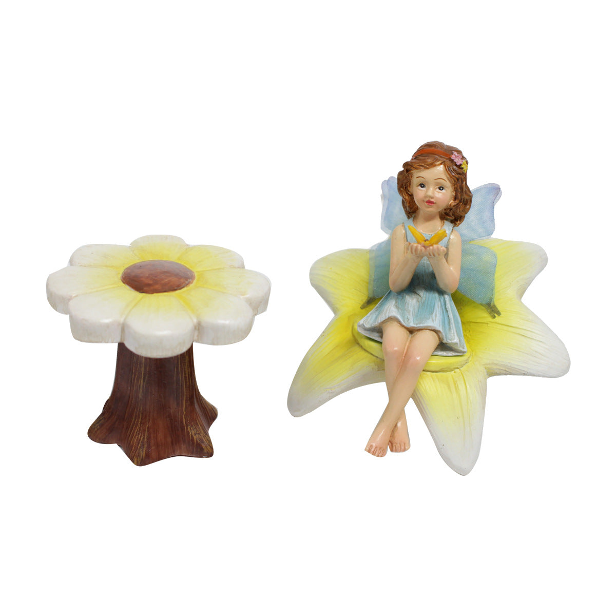 Outdoor Floral Stool with Flower Fairy Decor - Garden & Patio Accent