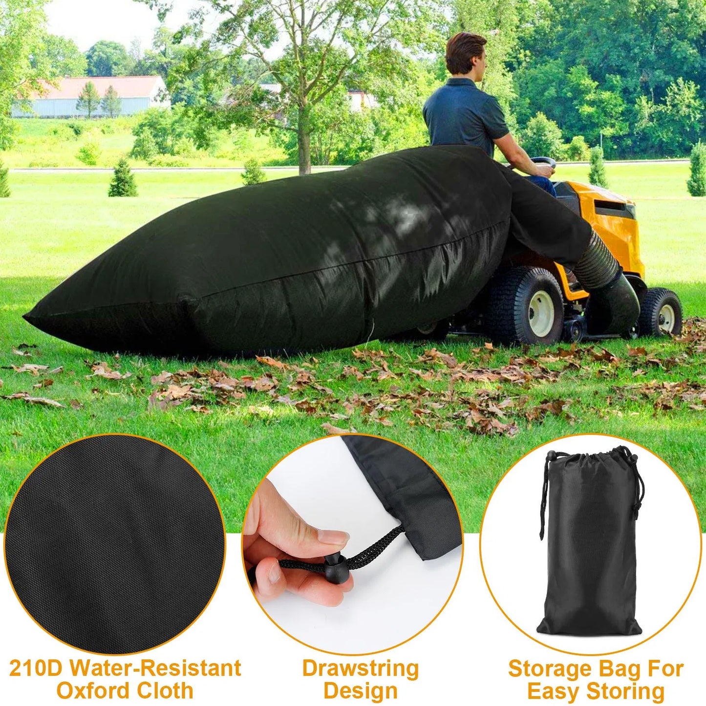 Black Lawn Tractor Leaf Bag 54 Cubic Feet Garden Waste Collection Rubbish Bag