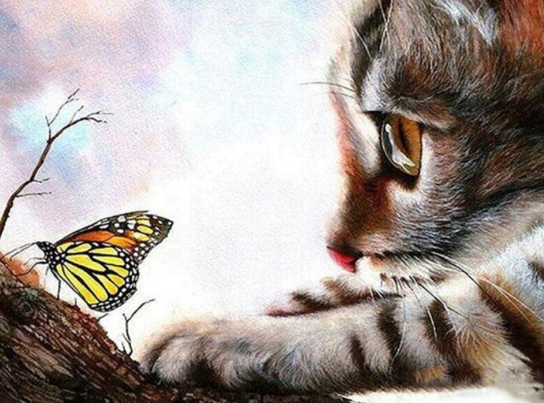 Diamond Painting Cross Stitch Kit for Home Decor - Butterfly Animal Design