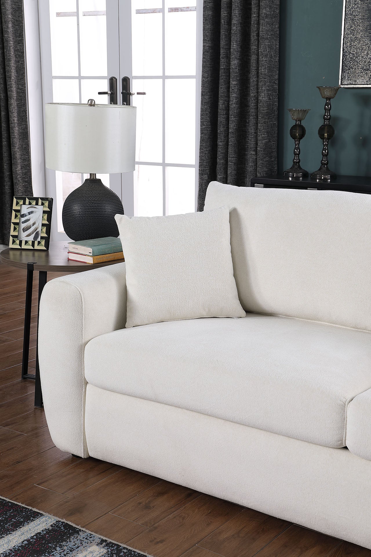 Beige Modern Minimalist Sofa - 2-Seater Medium-Soft Comfort