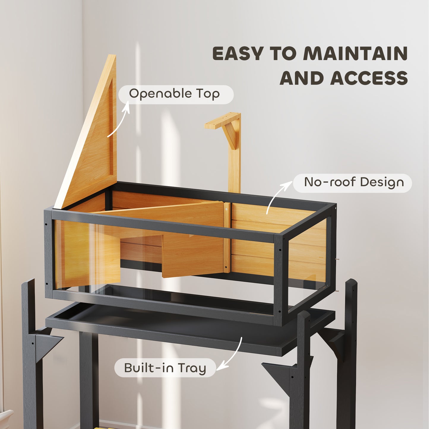 Wooden Tortoise Habitat Enclosure with Storage Shelf and Clear Windows - Yellow