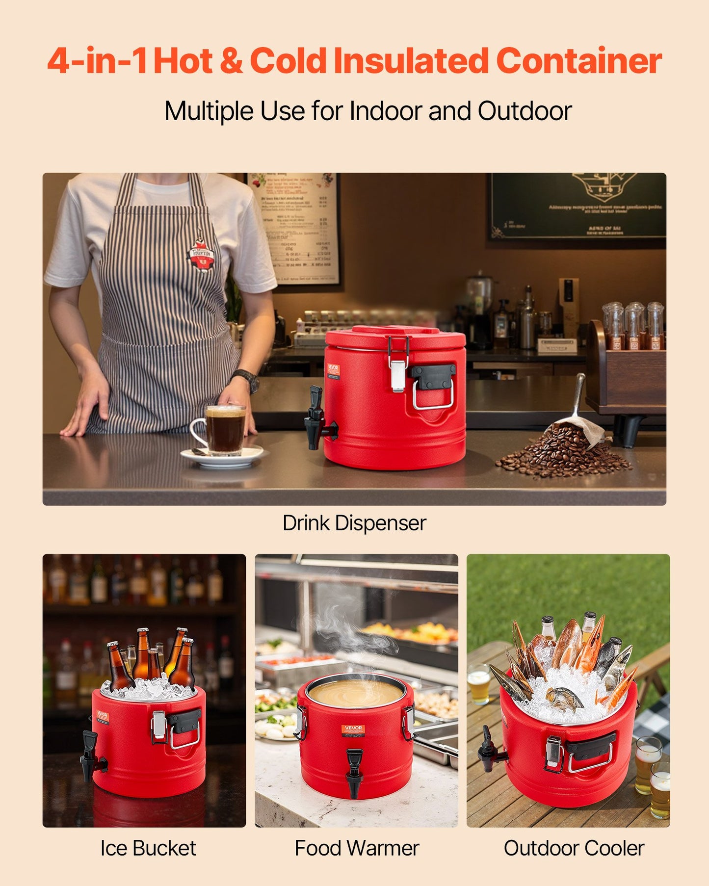 Insulated Beverage Dispenser - 2.2 Gallon Cooler Jug for Hot & Cold Drinks