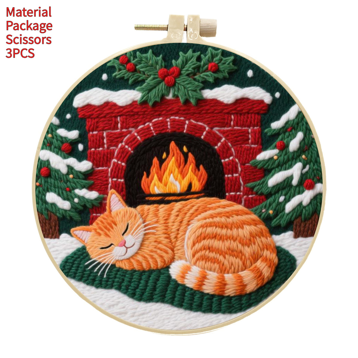 Embroidery Material Kit for Cross-Stitch Crafts - Includes Frame & Scissors