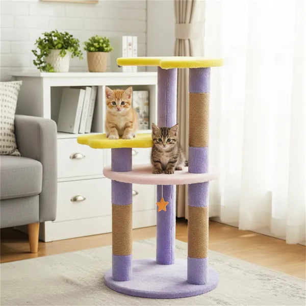 29-Inch Moon & Star Cat Tree with Multiple Levels, Scratching Posts & Anti-Tip for Cats
