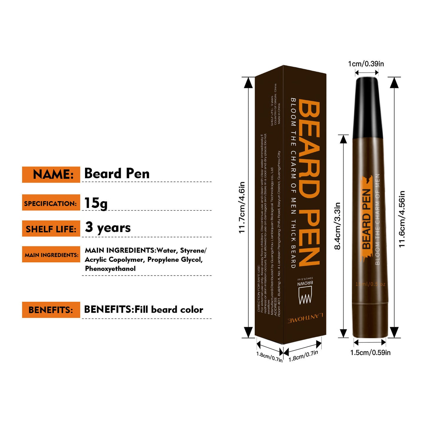 Men's Universal Filling Color Beard Pen - Hair & Grooming