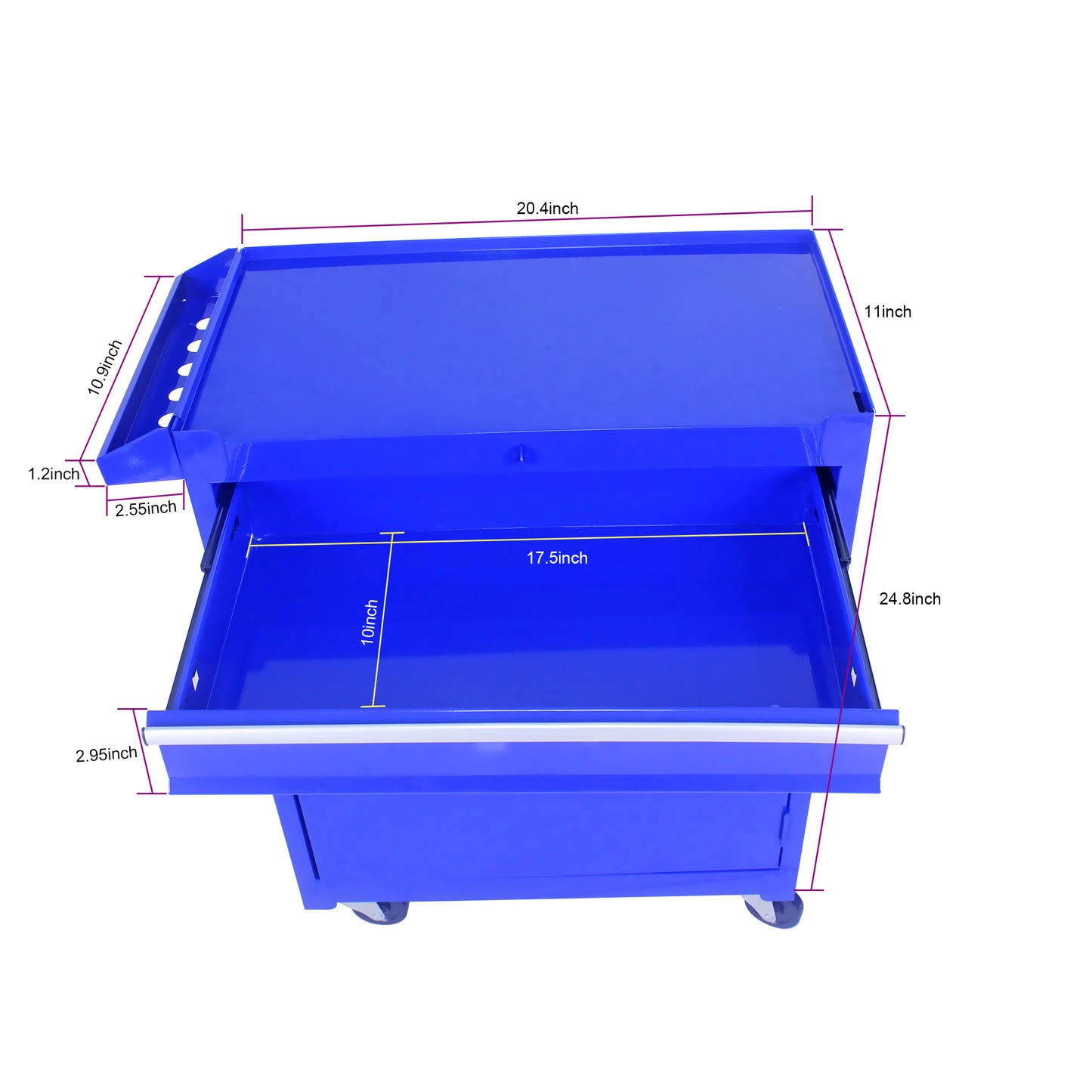 Blue Metal Tool Storage Cabinet with 5 Drawers & Bottom Shelf