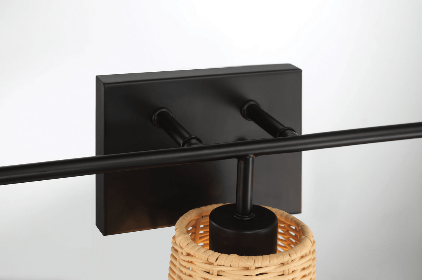 Moonlit Three Lights Wall Sconce With Rattan Shade, Bathroom Lighting