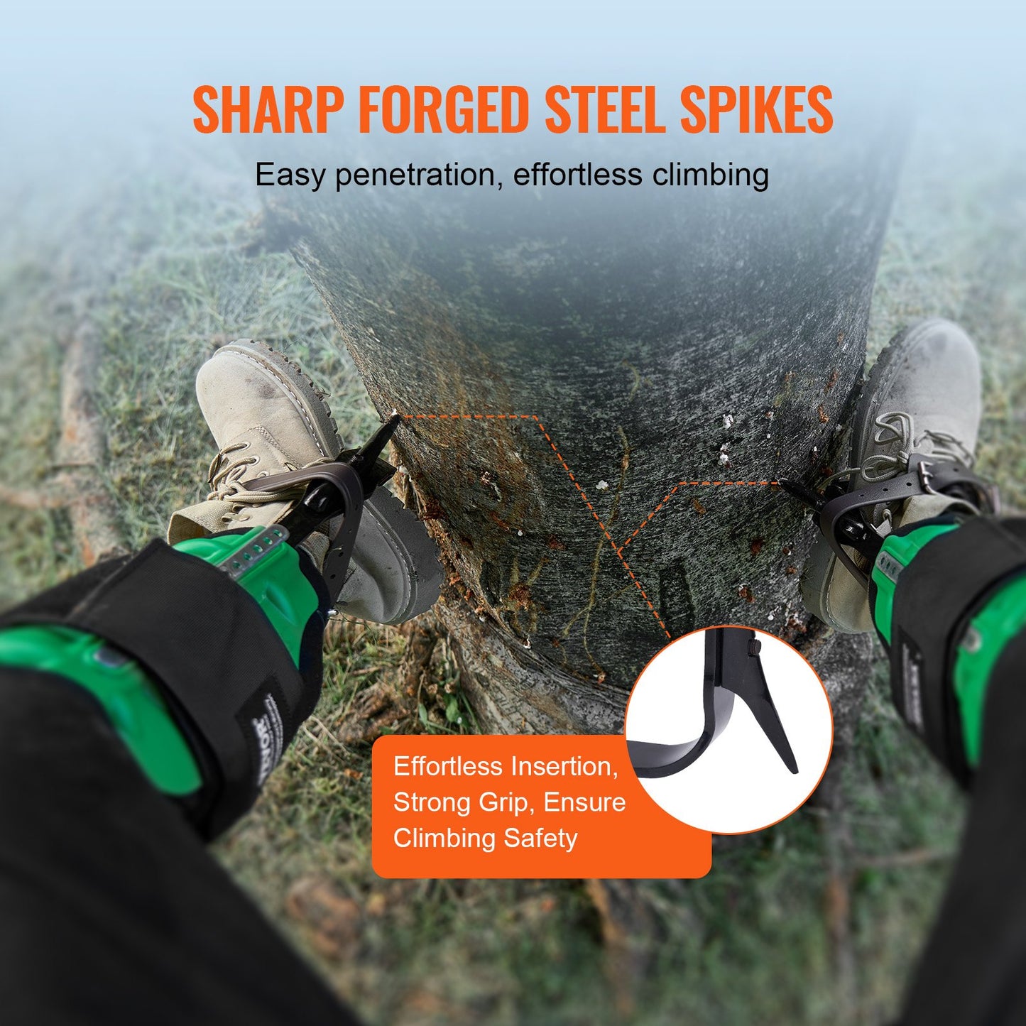 Tree Climbing Spikes Alloy Steel Arborist Equipment - Green