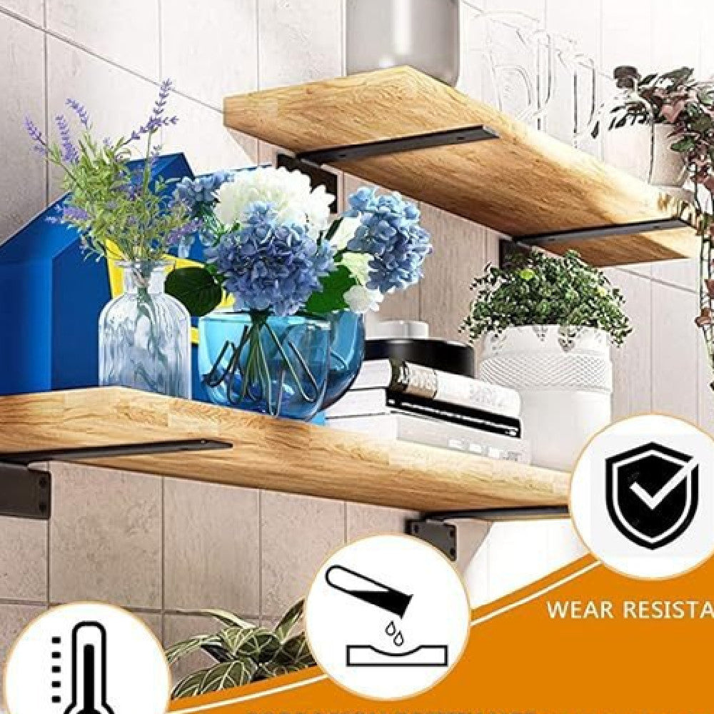 Heavy Duty Wall Shelf Bracket Support Frame 30CM Black Metal Shelf Ledge