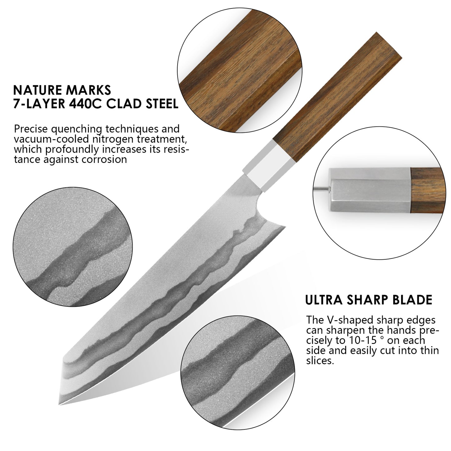 8-Inch Japanese Gyuto Chef Knife - Professional Kiritsuke Design