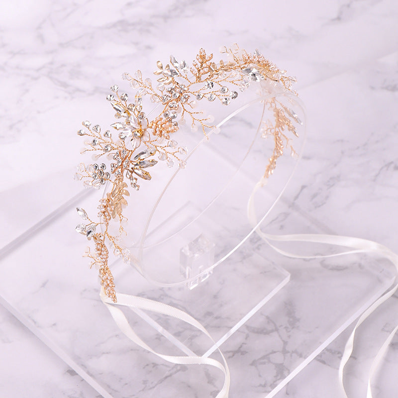 Children's Floral Crystal Headband - Gold