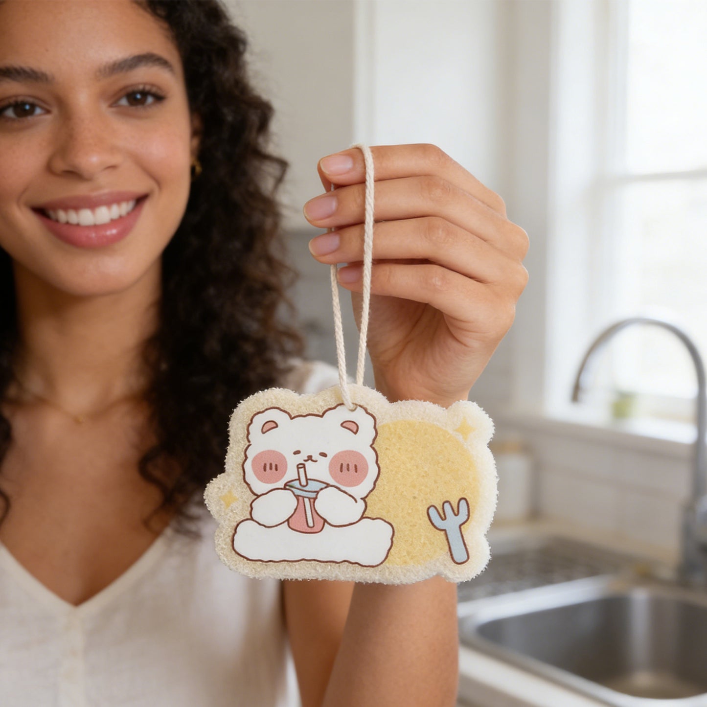 Cute Bear Dishwashing Sponge - Fun Kitchen Cleaning Tool