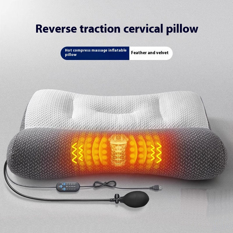 Adjustable Cervical Pillow for Neck Support and Traction - Hot Compress & Massage Variants