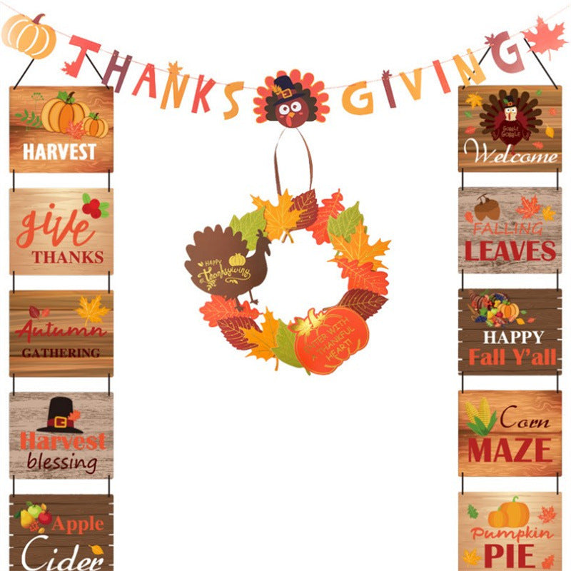 Thanksgiving Decoration Set - Autumn Harvest Flag & Hanging Flags for Party & Home