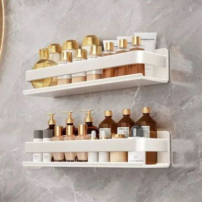 Milk White Kitchen Wall Rack - Multi-Purpose, Punch-Free Wall Shelf