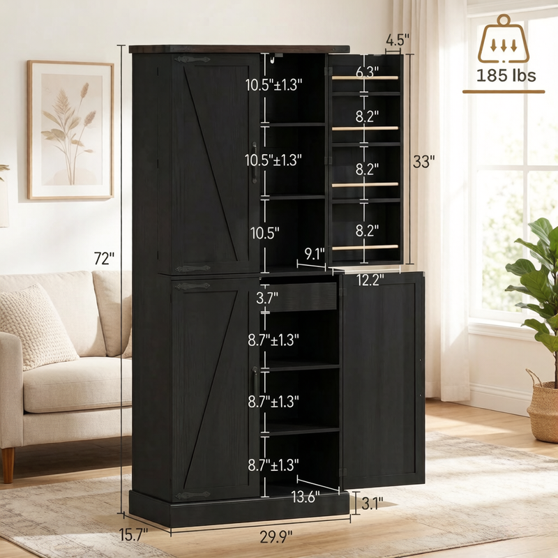 Tall Vertical Pantry Cabinet, Chic Kitchen Storage Organizer For Home
