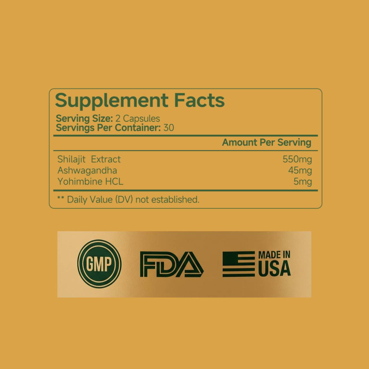 Shilajit Extract 550mg with Ashwagandha Capsules - 60 Count