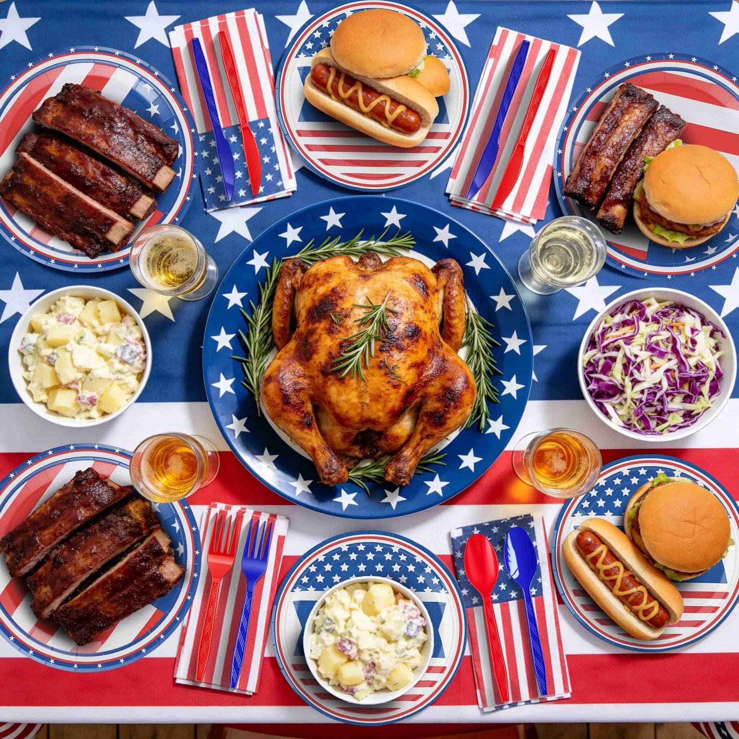 181Pcs Independence Day Party Supplies Set for 24 Guests