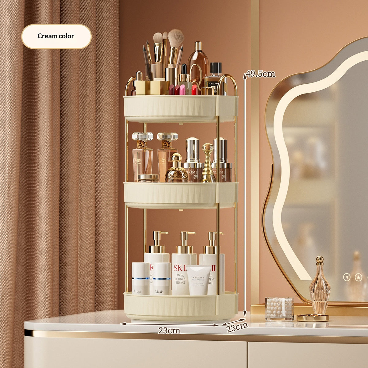 Desktop Vanity Makeup and Skincare Organizer Rack with Multi-Tier Storage