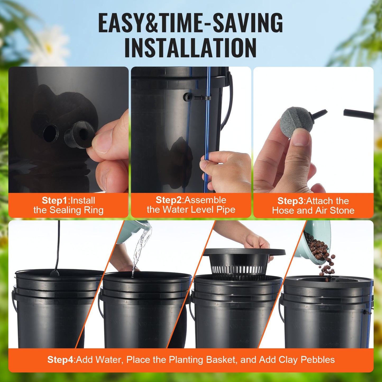 5Gal Deep Water Culture Hydroponic Grow System with Top Drip and Air Pump