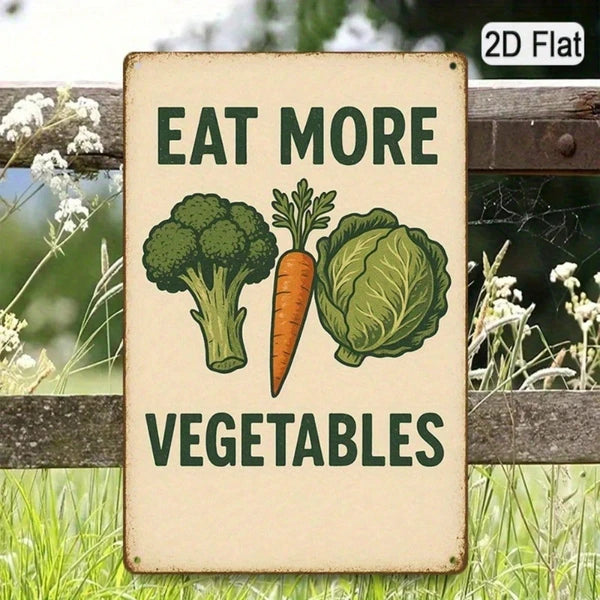 Retro Eat More Veggies Metal Tin Sign - 8x12 Inch