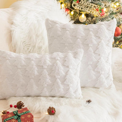 Christmas Tree Pillow Cover 45x45cm Embroidered Holiday Cushion Case