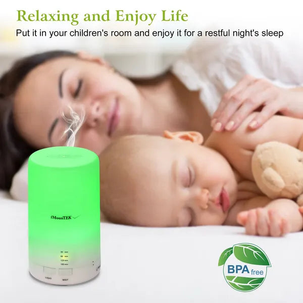 Mini Ultrasonic Aroma Diffuser with Colorful Night Lights and 4 Timer Settings