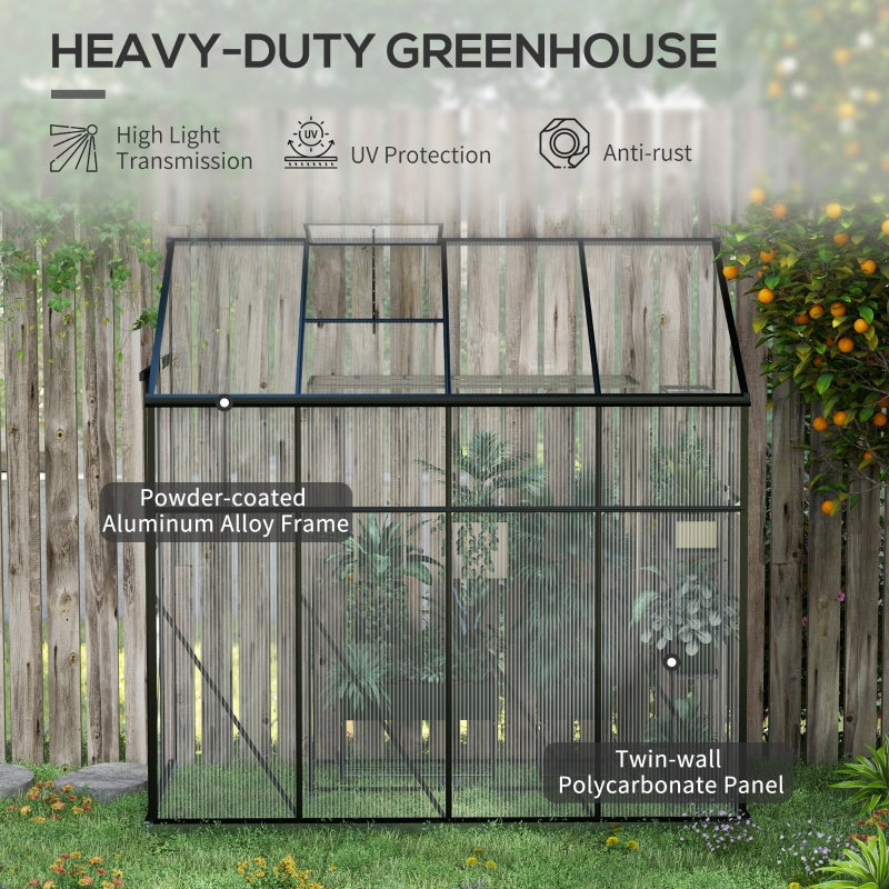 8' x 4' Lean-To Greenhouse with Polycarbonate Panels - Black