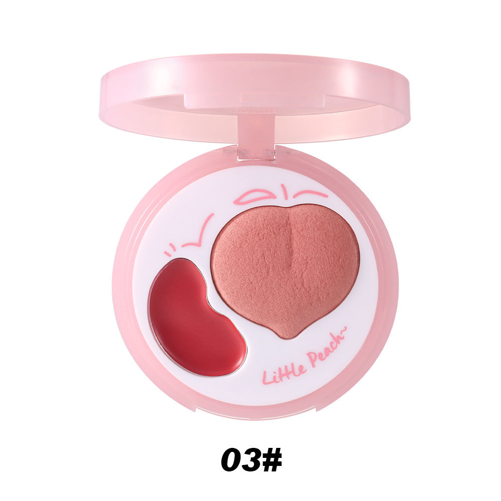 Heart-Shaped Blush Palette Dewy Skin Cream & Powder Makeup Set