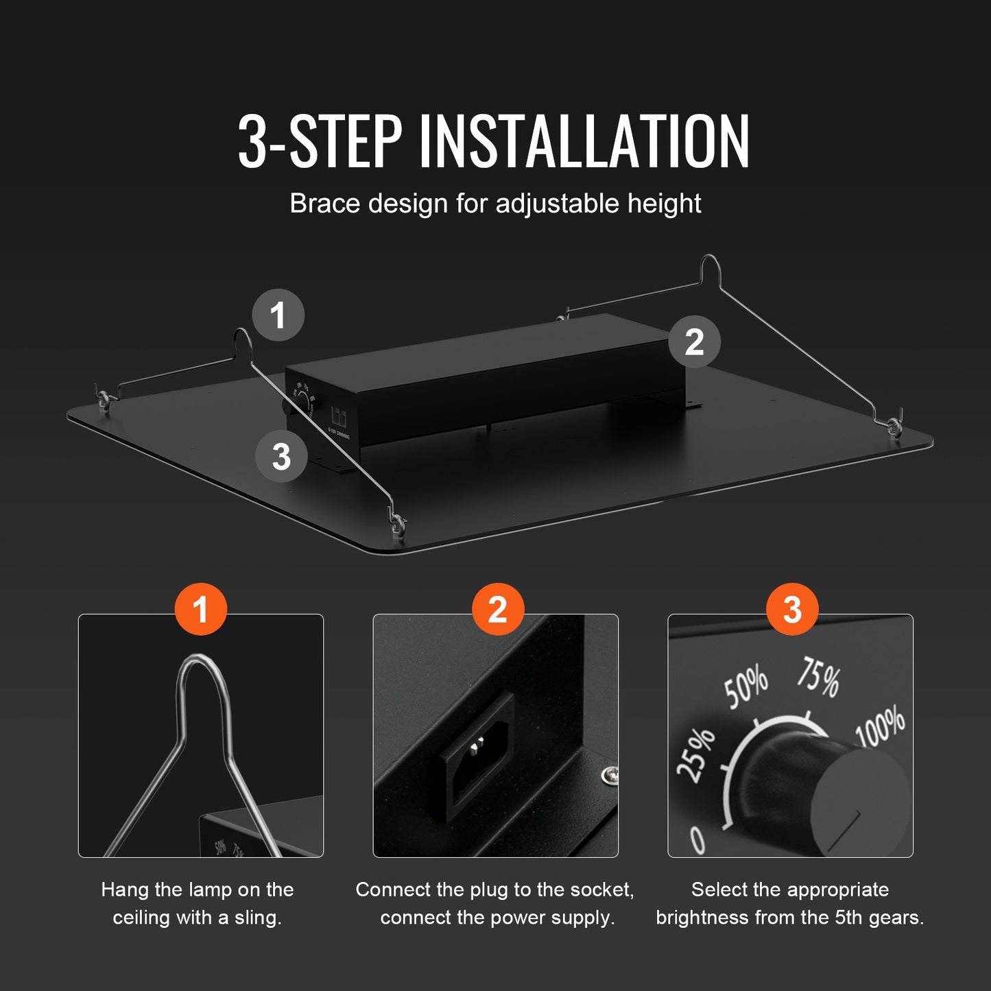400W LED Grow Light with Samsung 281B Diodes Full Spectrum Dimmable Indoor Plant Lamp Black