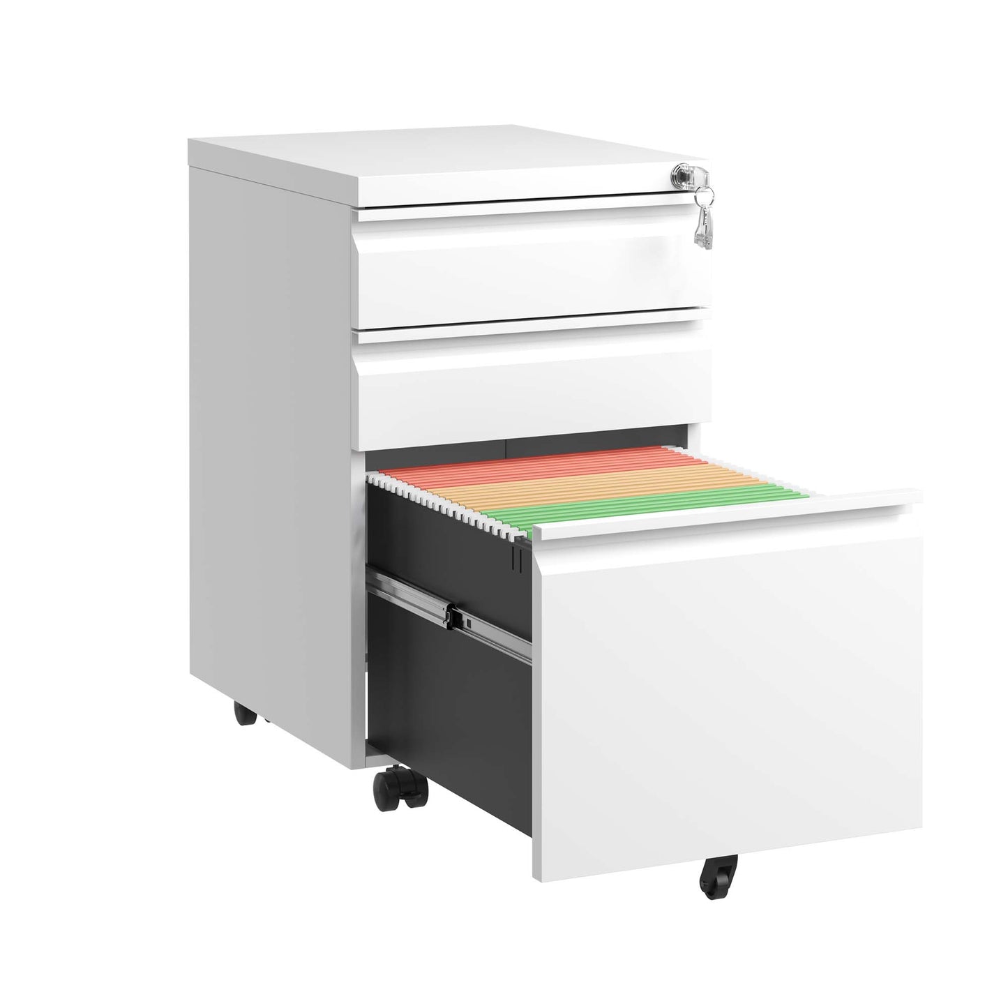 3 Drawer Mobile File Cabinet With Lock,Metal Filing Cabinets For Home