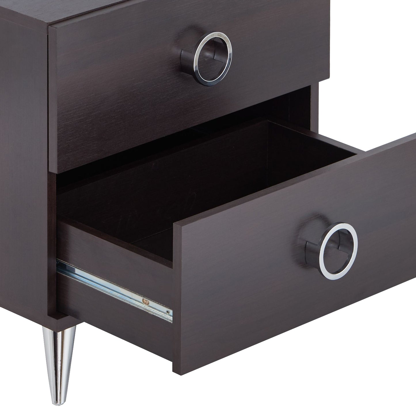 Espresso Finish Accent Table with Storage Drawers